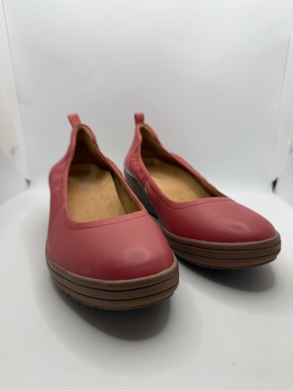 Vionic Jacey Leather Low Wedge Dusty Cedar Pink Slip On Comfort Women 7